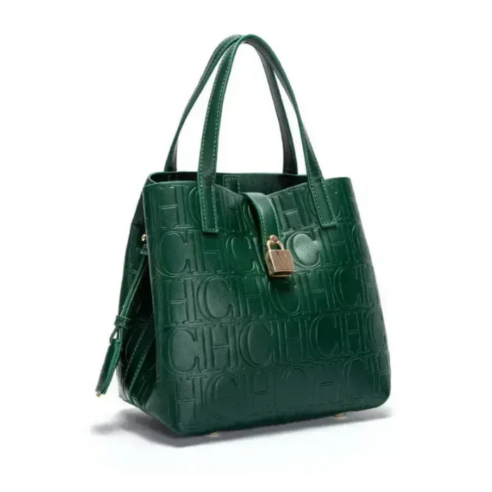 Green PU Leather Tote Bag