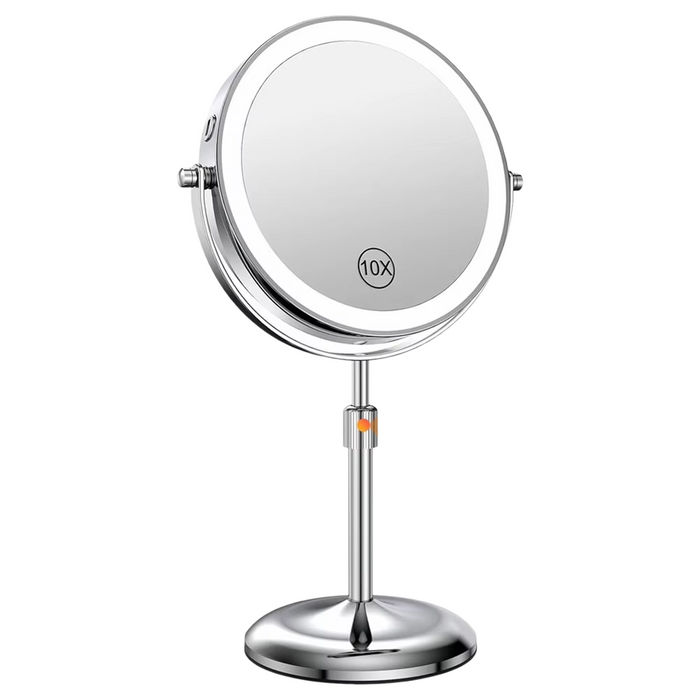 LED Makeup Mirror with 10X Magnification and Adjustable Brightness