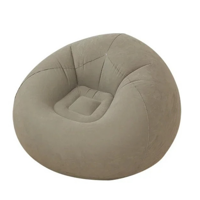 Large Inflatable Sofa Chair PVC Lounger - Dark Khaki, Bean Bag Pouf Couch, Tatami Living Room Seat
