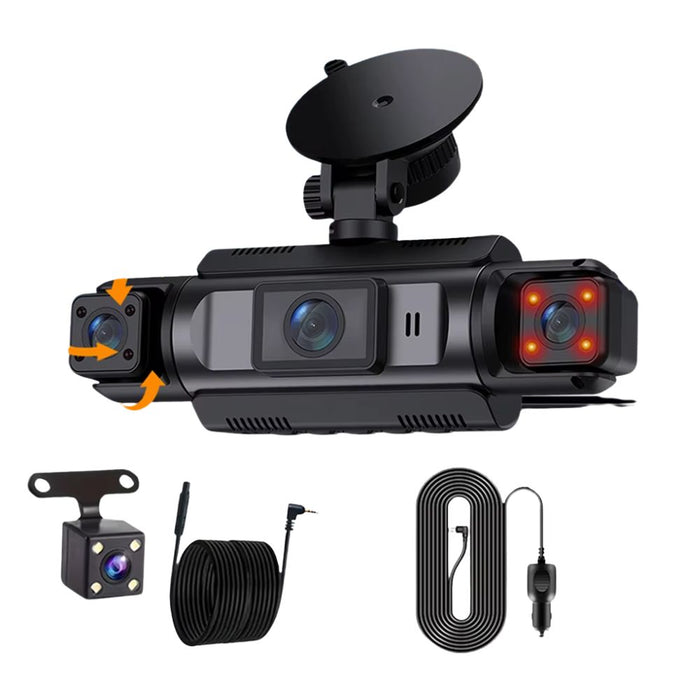 4-Channel Car Dash Cam 1080P WiFi No Hardwire 64G front camera recording with 170° wide-angle lens