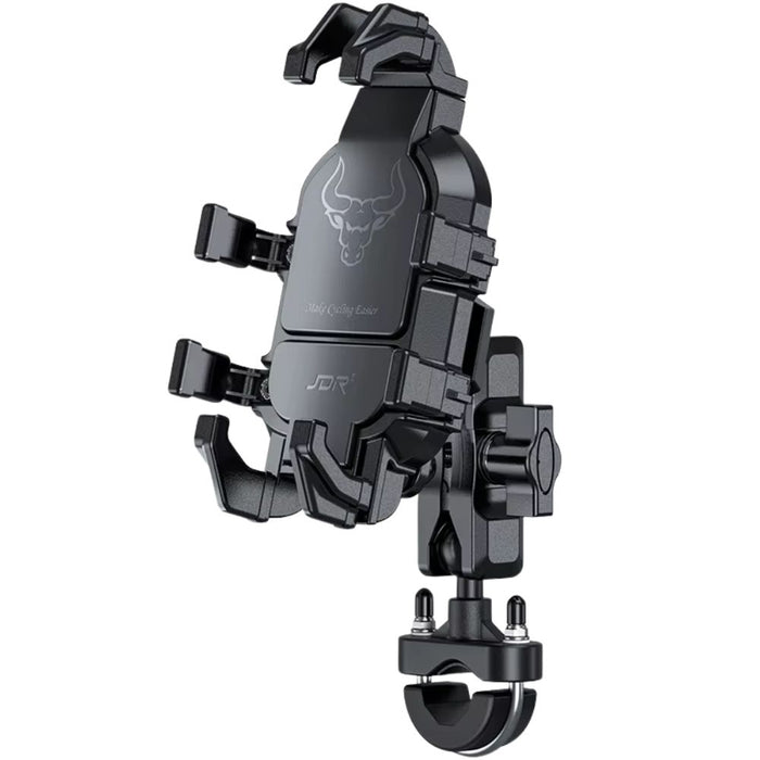 Vibration Dampening Motorcycle Phone Mount Handlebar for 35-72 Phones with Shock-absorbing Rubber Columns and 360° Rotation