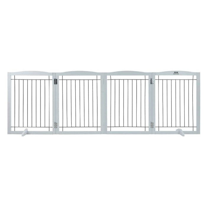 Foldable 3-Panel Freestanding Dog Gate for Narrow Passageways in White 244 cm