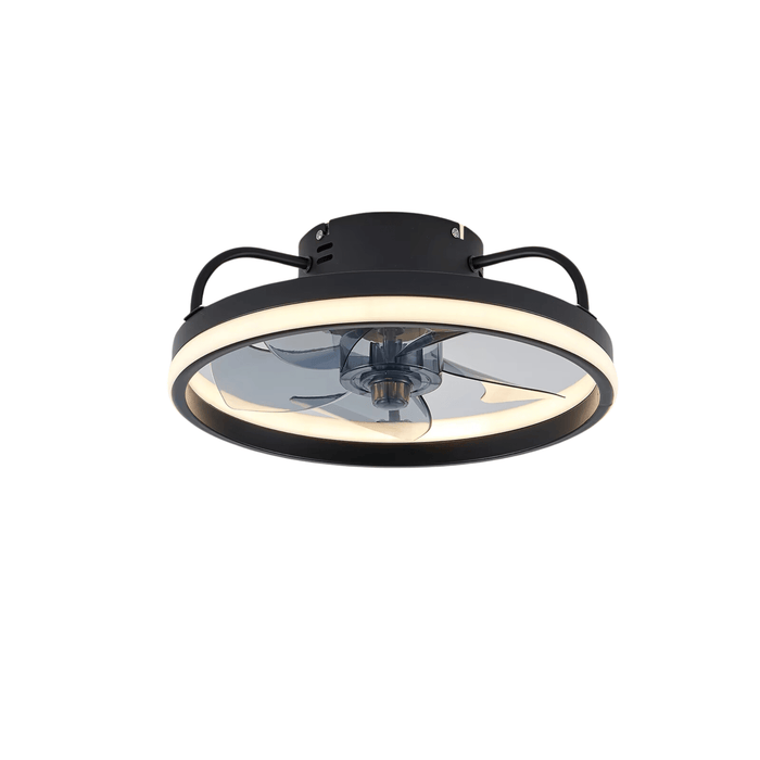Modern LED Ceiling Fan with Two-Way Blade, Timer, Remote & Tri-Color Light in Black