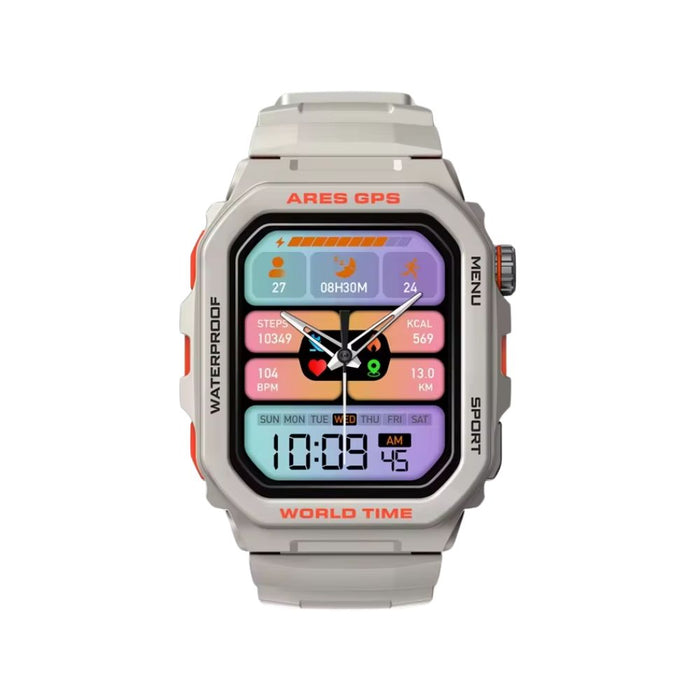 Moon White GPS Smartwatch with Bluetooth Calls, Alexa, Heart Rate & SpO₂ Tracking