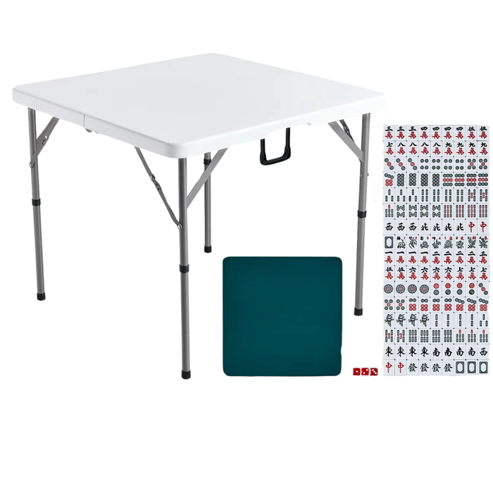 Folding mahjong table with wear-resistant top and 4 player capacity