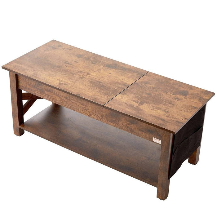 High-quality wood rectangular coffee table with two open storage layers