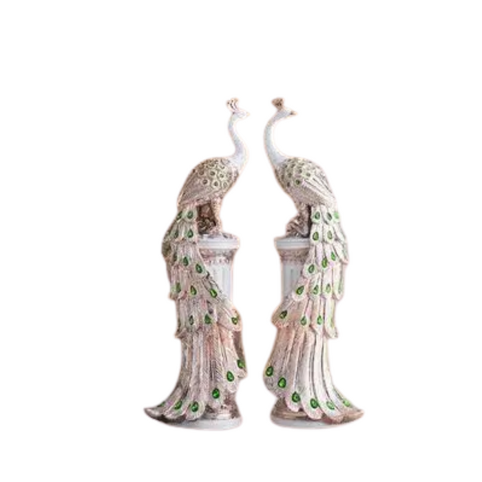 European Style Resin Peacock Figurine for Table Decor