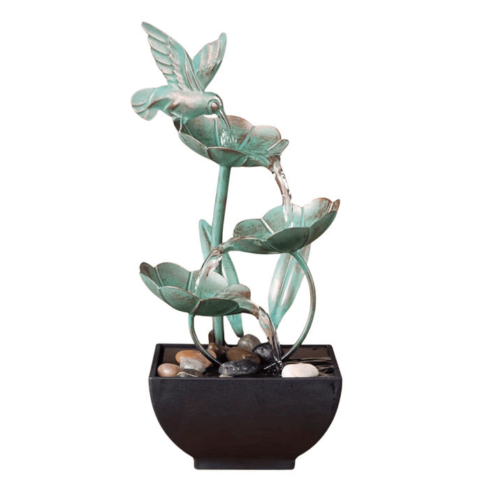 Tabletop Fountain for Office & Living Room Decor, Serene Water Feature (cyan green)