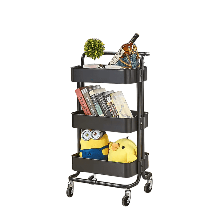 3-Tier Steel Salon Storage Trolley with Drawers