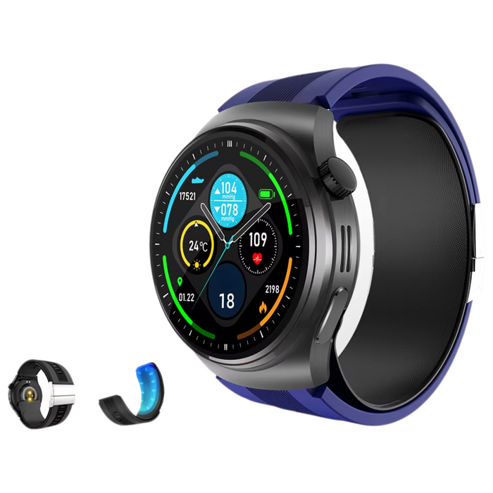Smart Fitness Watch Blue with ECG and Blood Pressure