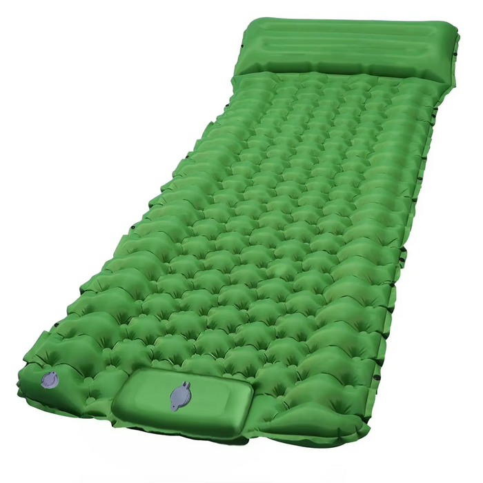 Extra Wide Camping Sleeping Pad - Green with Pillow