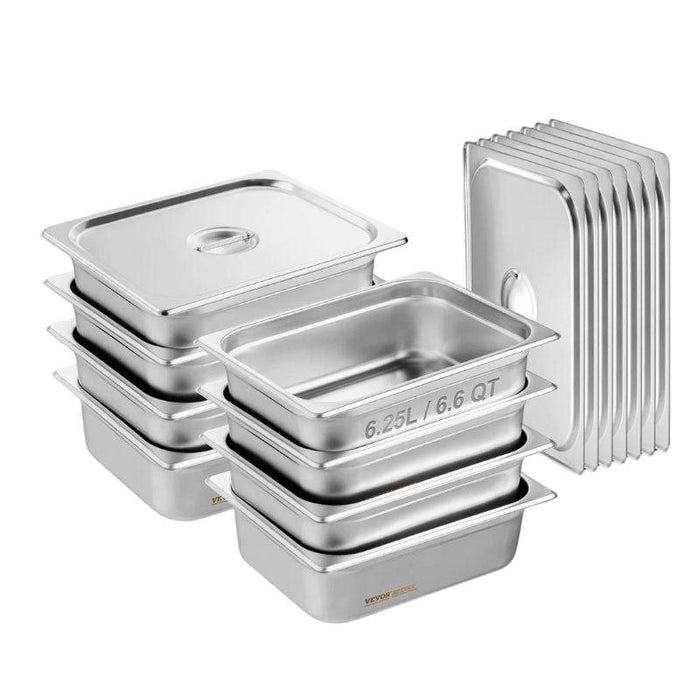 8pcs 66QT 1/2 Size Hotel Steam Table Pan with Lid and Food
