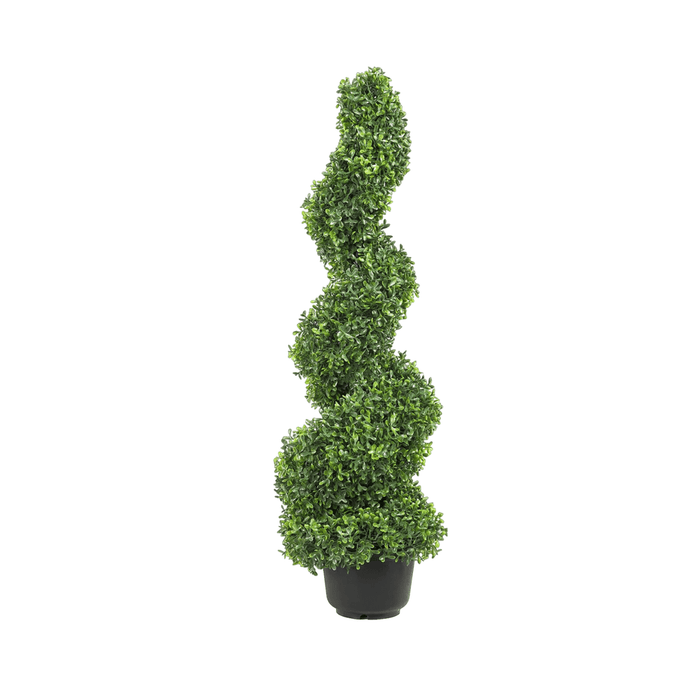 Artificial Boxwood Spiral Topiary Trees Decorative Green PE Plants (91 cm) for indoor or outdoor use