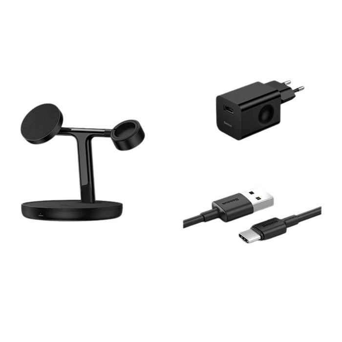 3-in-1 Wireless Charging Stand for iPhone, Apple Watch, and AirPods