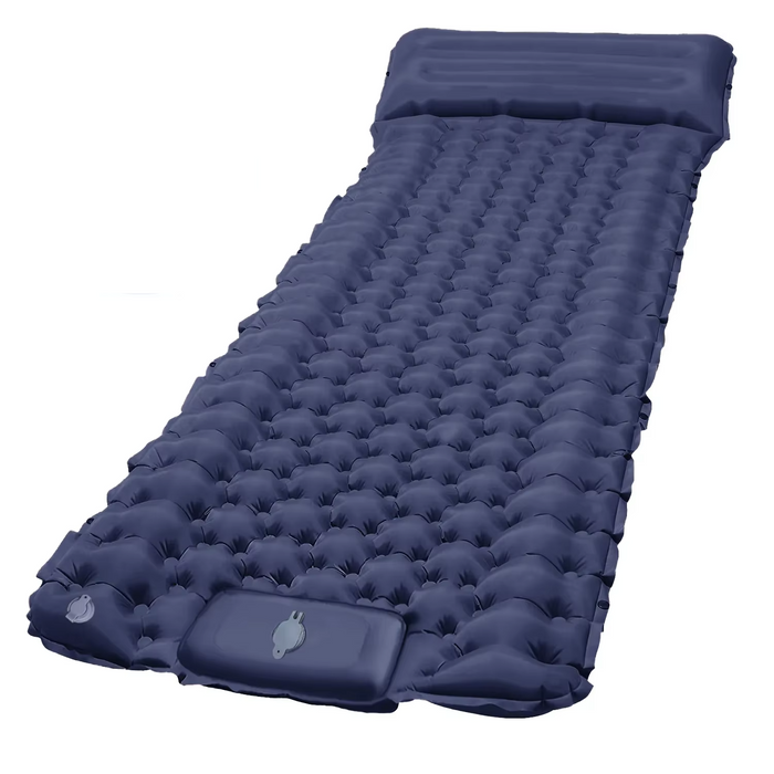 Inflatable sleeping pad with integrated pillow for outdoor adventures