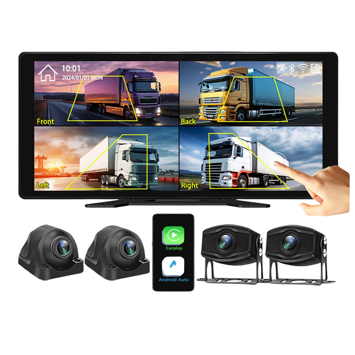 10.36" Truck DVR with 4x 1080p Cameras & CarPlay
