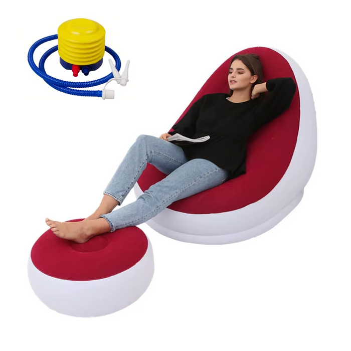 Durable Red Lazy BeanBag - Made from Environmentally Friendly PVC and Flocking Materials