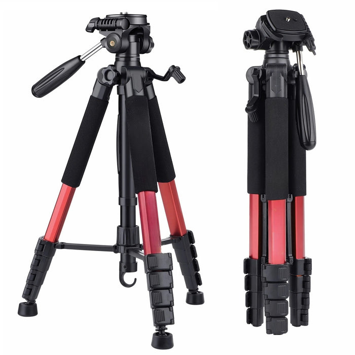 Red 190cm Aluminum Tripod DSLR Phone