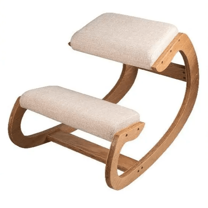 Ergonomic Rocking Wooden Kneeling Chair with Thick Cushion for Home Office