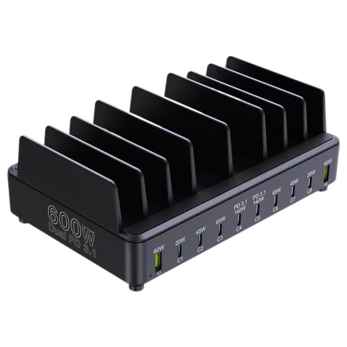 10-Port GaN USB Charger Stand for Laptop and Phone