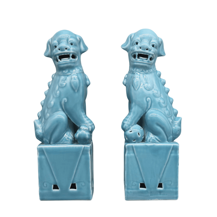 Pair of Foo Dogs Ceramic Guardian Lions symbolizing protection and balance