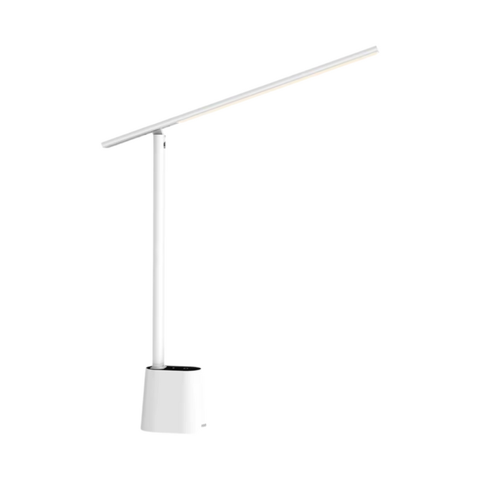 Foldable LED desk lamp in white with dimmable feature and eye protection