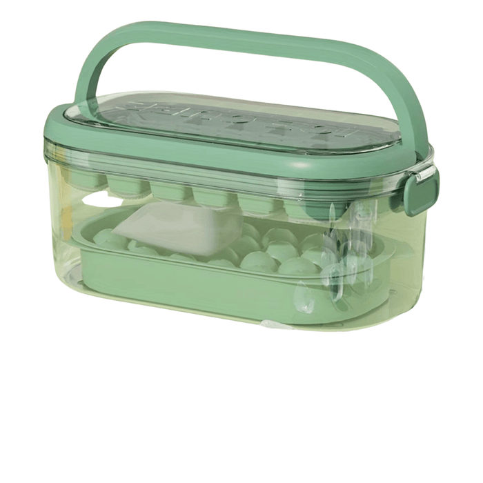 54-Cube Silicone Ice Cube Tray with Lid, Easy Release for Drinks & Cocktails (Bottom Green Set)