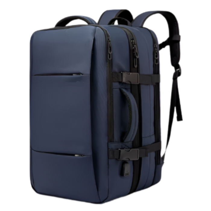 Expandable Waterproof Business Travel Backpack - Black with USB Charging Port