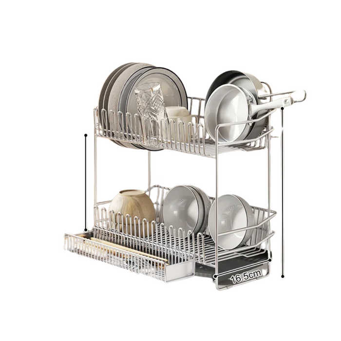 Stainless Steel Dish Drying Rack with Drainboard & Utensil Holder
