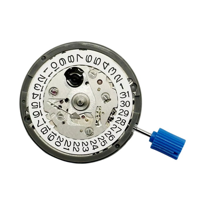 Japan Genuine NH35 Automatic Mechanical Movement High Accuracy 24 Jewels Mod Watch Replacement NH35A Date at 3:00 - A close-up of the Japan Genuine NH35 Automatic Mechanical Movement with 24 Jewels