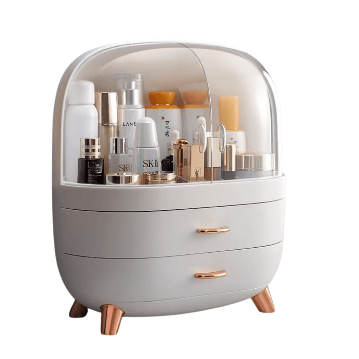 Makeup Organizer, Desktop Cosmetic Storage Box, Jewelry Drawer - White