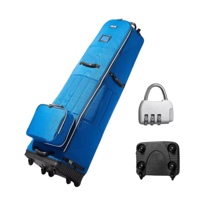 Black Padded Golf Travel Bag with Wheels in Durable Waterproof Nylon