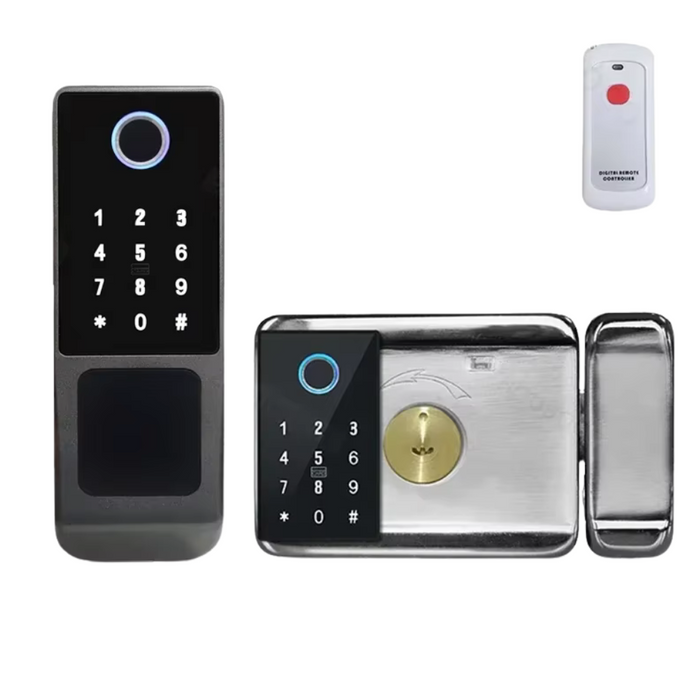 Smart Digital Door Lock with Fingerprint, Card, Key, Password access, and Remote Control