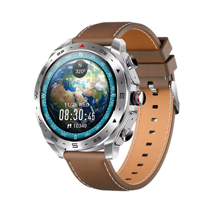Brown Silver Smart Watch with 2-in-1 TWS Bluetooth Earphones and HD Bluetooth Call with integrated TWS Bluetooth earbuds for music and calls