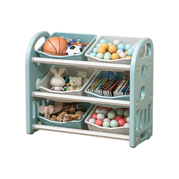 Toy Storage Rack Light Blue Multi-Layer Children’s Cabinet Organizer Shelf