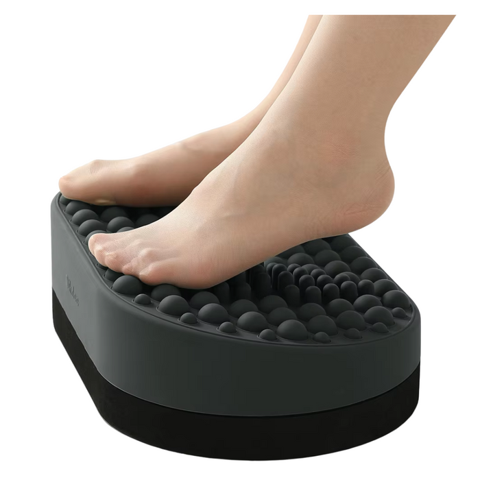 Grey Foot Massager Ottoman Stool for Plantar Fasciitis Relief in Soft Grey Variant