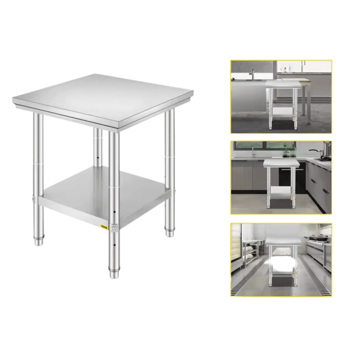 Stainless Steel Kitchen Work Bench with Undershelf (60 x 60 x 80 cm)