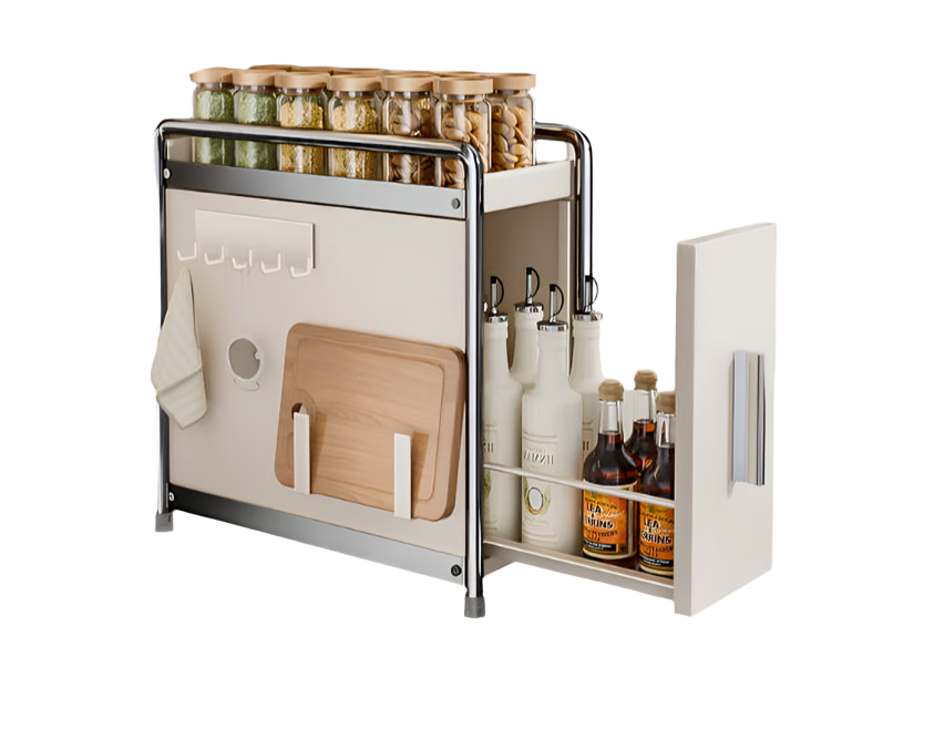 Storage Rack Slide Out Countertop Spice, Milky Small B
