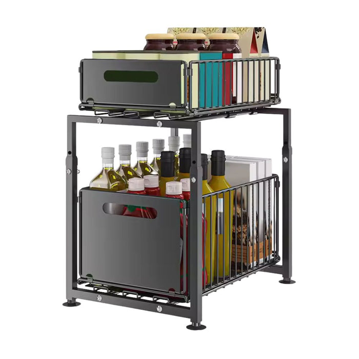 1pc Slide-Out Storage Rack - Punch-Free Cabinet Basket with Suction Cups for Kitchen Organization and Space-Saving Solutions