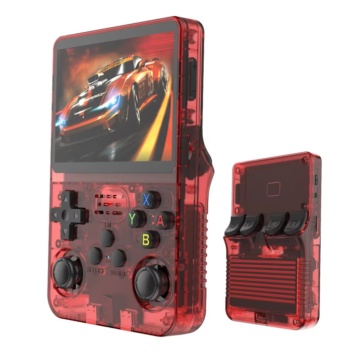 Package of handheld gaming console, charging cable, and user manual from Mainland China