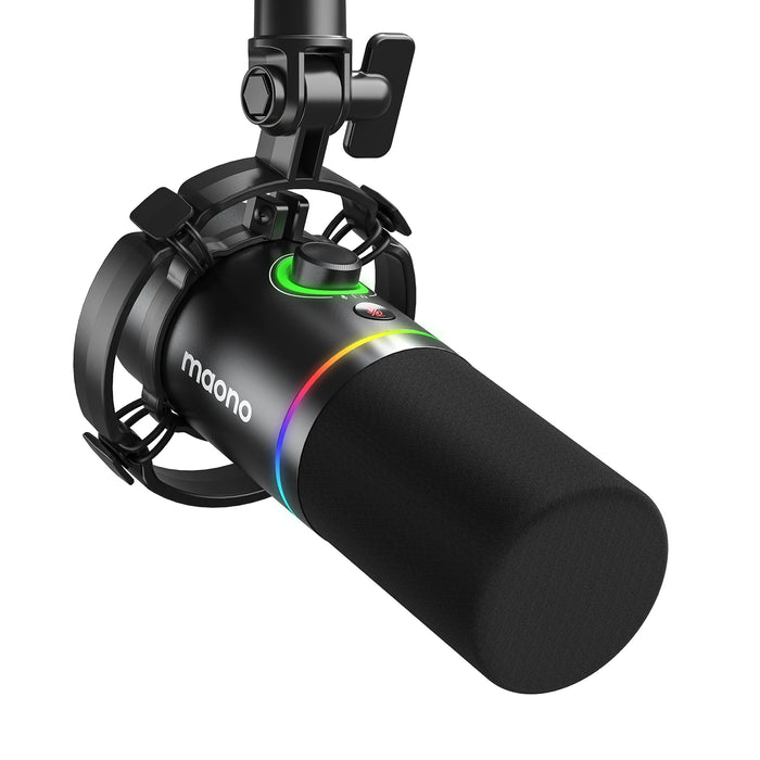 Studio Microphone Black USB/XLR, RGB, Real-Time Monitoring