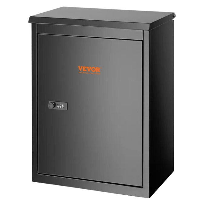 Wall Mounted Package Delivery Box - 53cm, Black, Metal - FLUXA