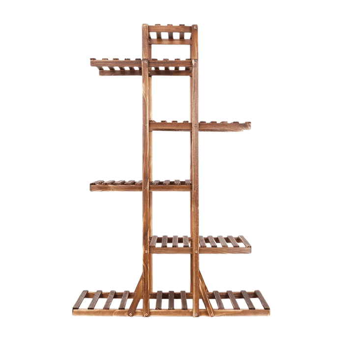 6-Tier Natural Pine Wood Plant Stand with Spacious Shelves for Displaying Indoor Plants