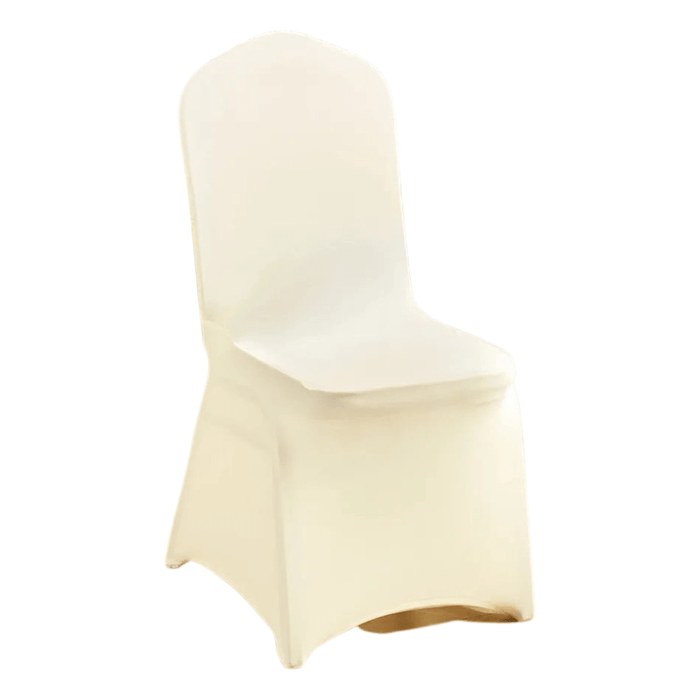 50 PCS High-Quality Stretch Spandex Folding Chair Covers - Ivory White, premium polyester and spandex blend, wrinkle-resistant, elastic pockets for all-around protection, elegant design for weddings, parties, banquets, easy to wash and install
