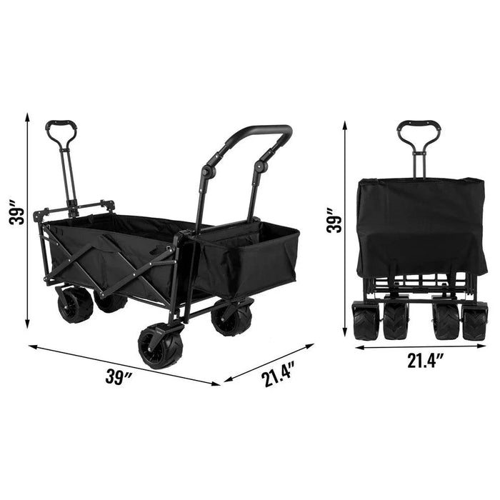 Folding Wagon Cart with Adjustable Handle Bar and Removable Canopy for outdoor activities