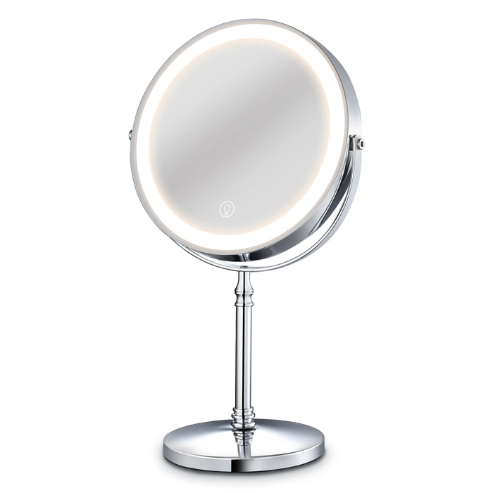 Trichromatic light makeup mirror with 10X magnification for precise grooming