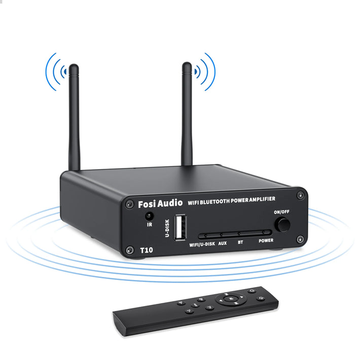Stereo Wi-Fi Audio Amplifier with Bluetooth and AUX Input