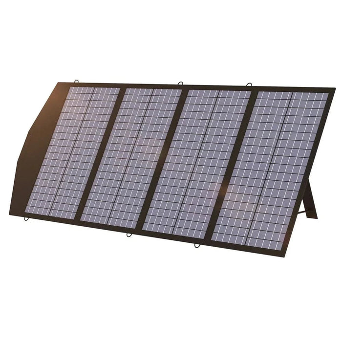 Foldable solar panel for camping and RV trips, converts sunlight to electricity