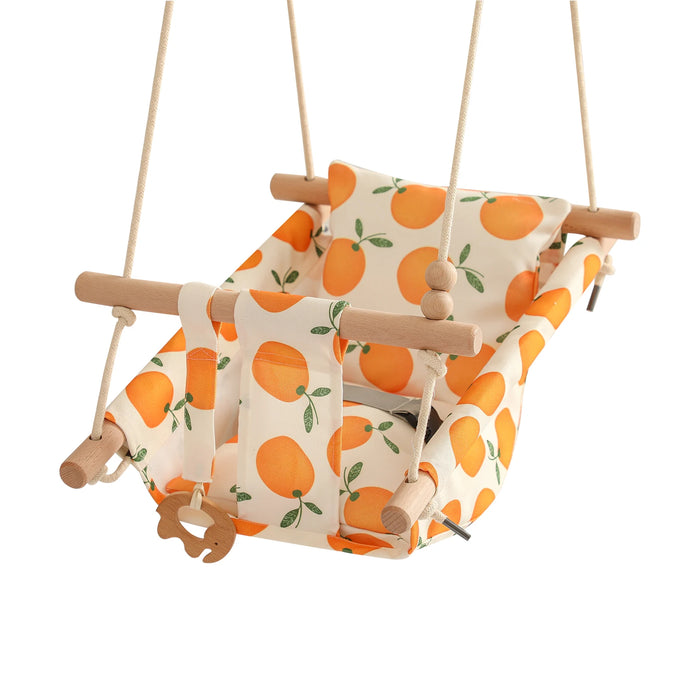 Outdoor Baby Bouncer Chair, Canvas & Wood