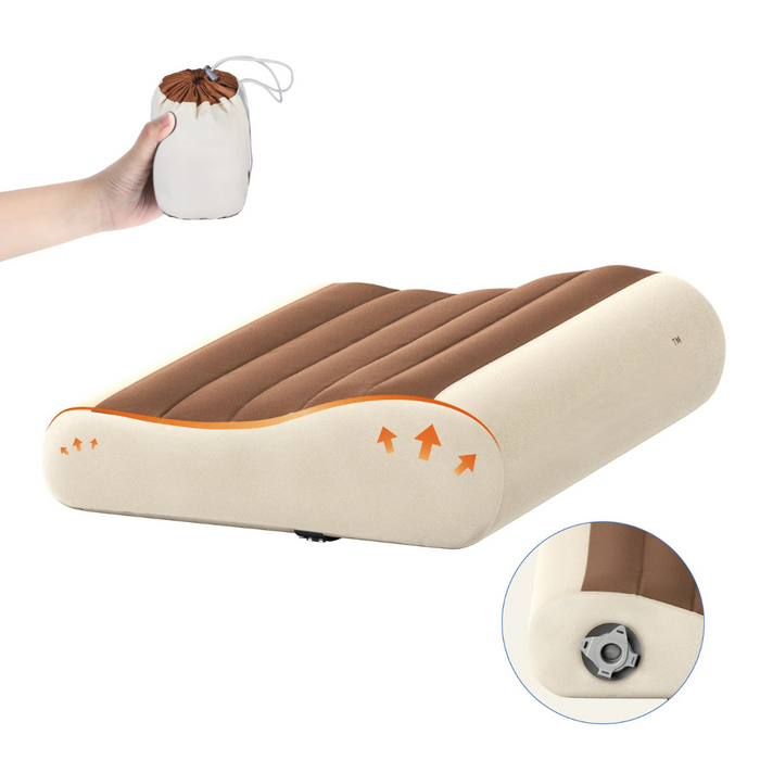 Ergonomic Brown Travel Pillow